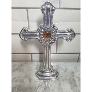Jewelry Stone Enhanced Silver Cross Easter Religion Prayer Crucifix Decoration